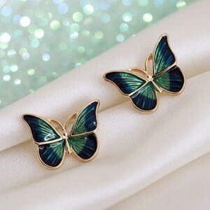 Butterfly Earrings in Green and Blue